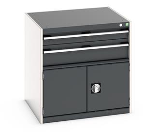 Bott Cubio drawer cabinet with overall dimensions of 800mm wide x 750mm deep x 800mm high Cabinet consists of 1 x 100mm, 1 x 175mm high drawers and 1 x 400mm high door 100% extension drawer with internal dimensions of 675mm wide x 625mm deep. Cupboard... Bott Drawer Cabinets 800 x 750